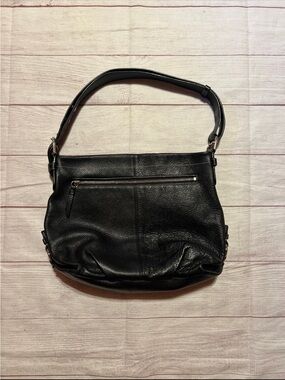 Coach black pebbled leather shoulder bag